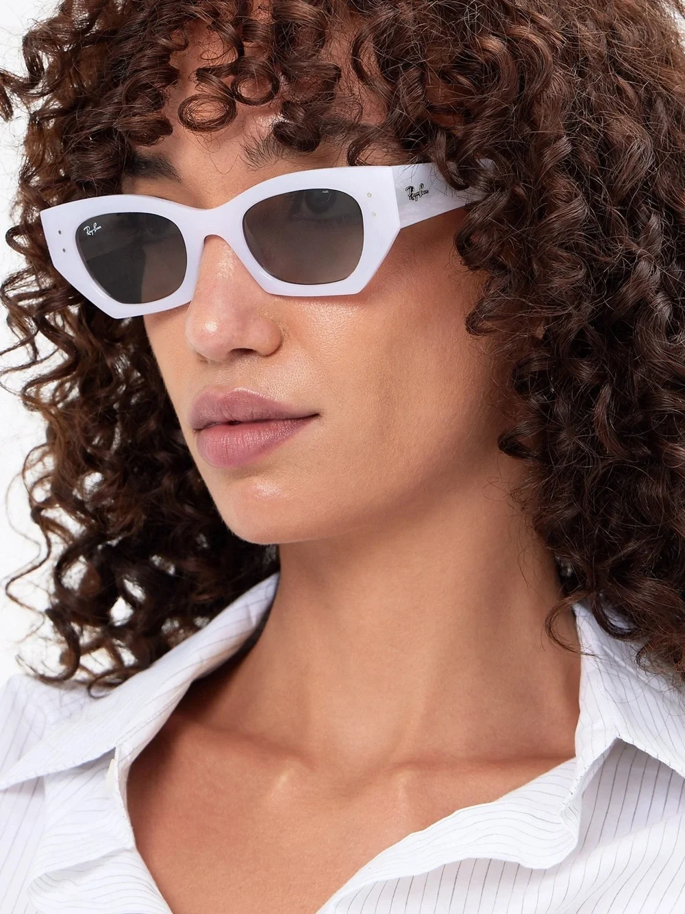 Ray-Ban White Cat-Eye Sunglasses with Gray Lenses
